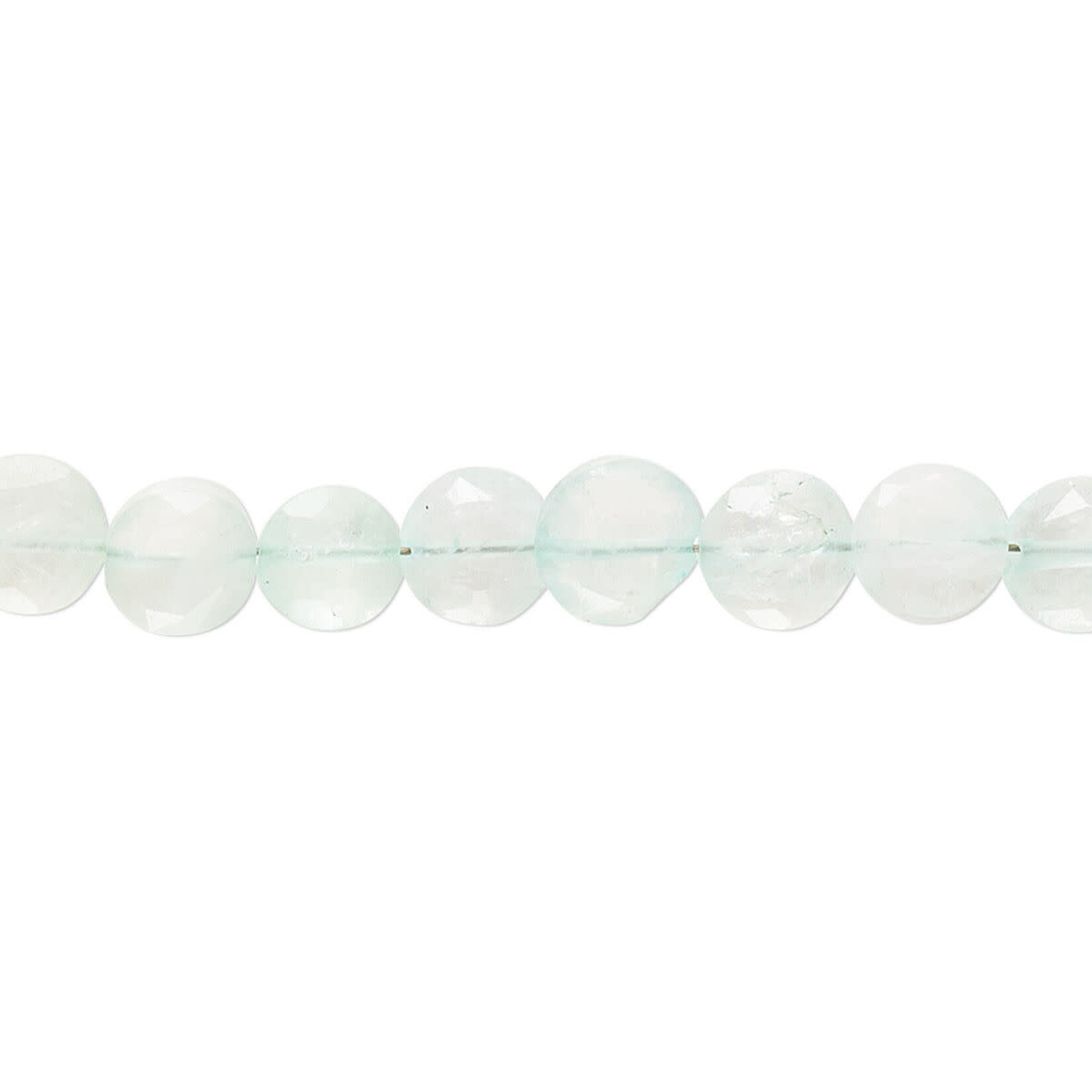 Aquamarine  6-7mm Faceted Flat Round Bead Strand