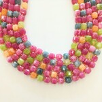 Multicolor Jade  8mm Faceted Cube Strand