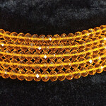 Faceted Glass Rondelle  6x8mm Yellow Bead Strand