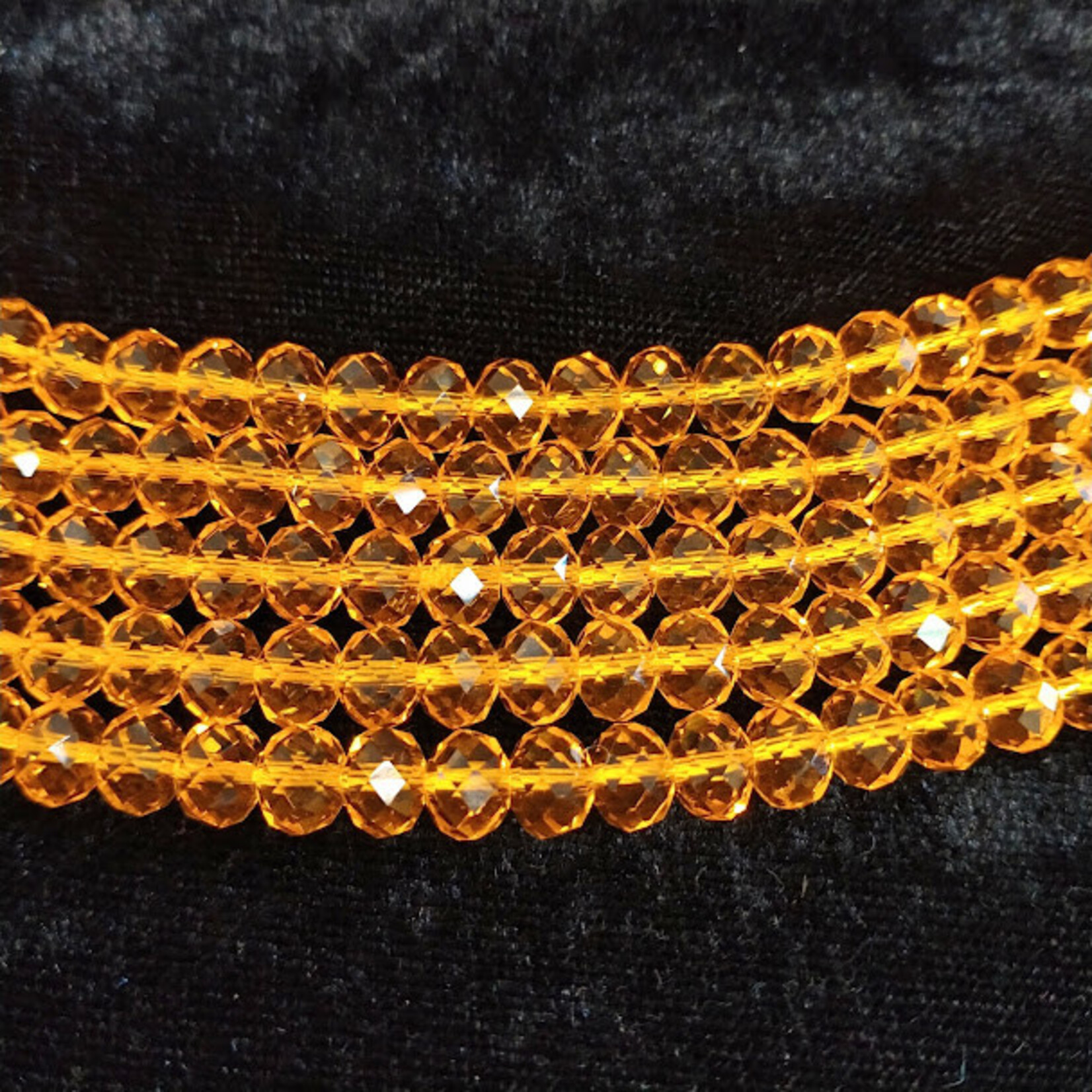 Faceted Glass Rondelle  6x8mm Yellow Bead Strand
