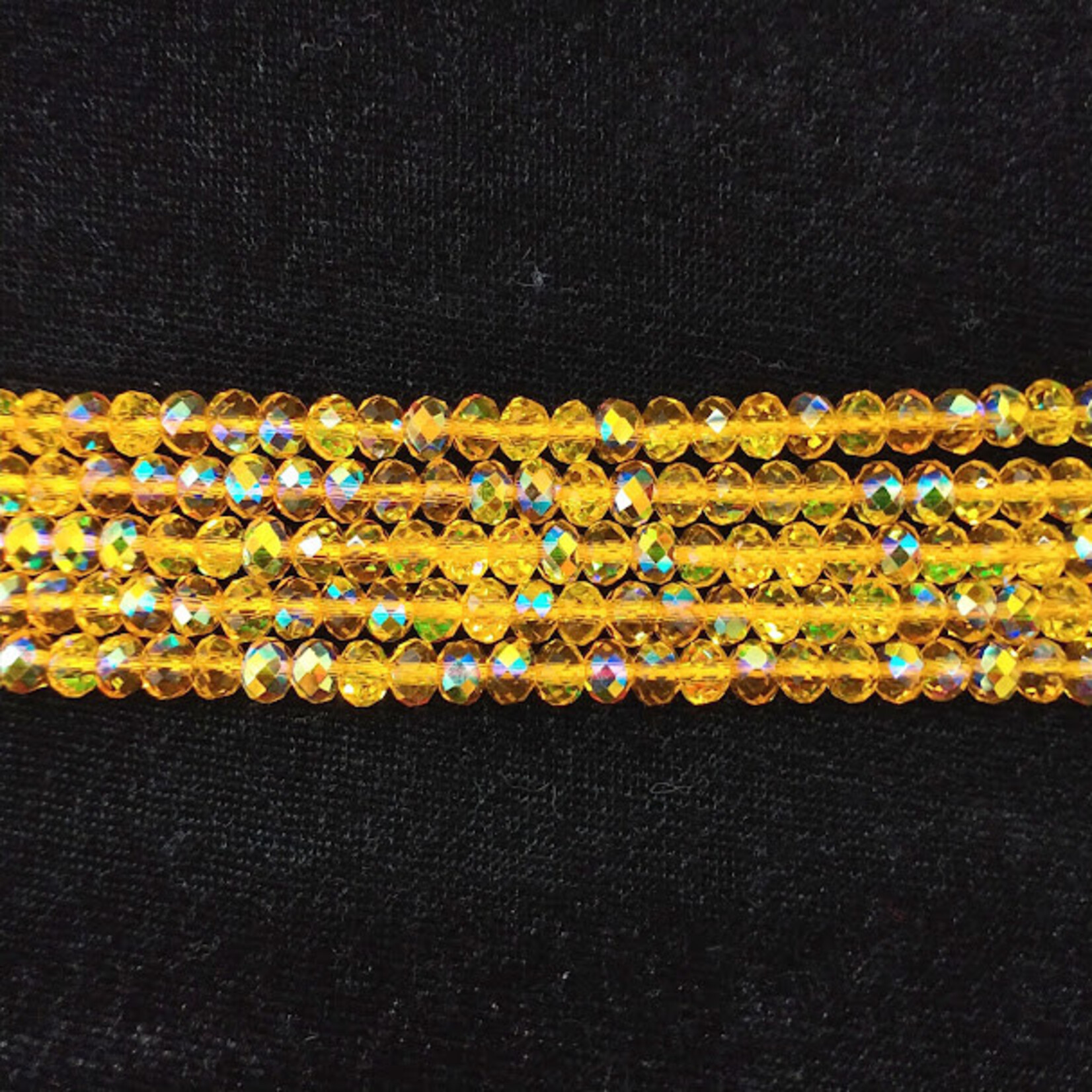 Faceted Glass Rondelle  4x6mm Yellow AB Bead Strand