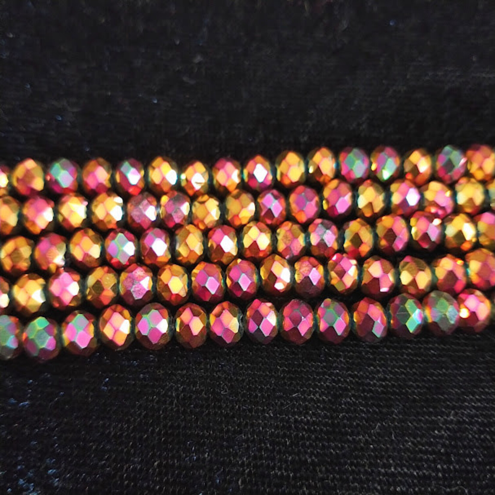 Faceted Glass Rondelle  4x6mm Metallic Rainbow AB Bead Strand