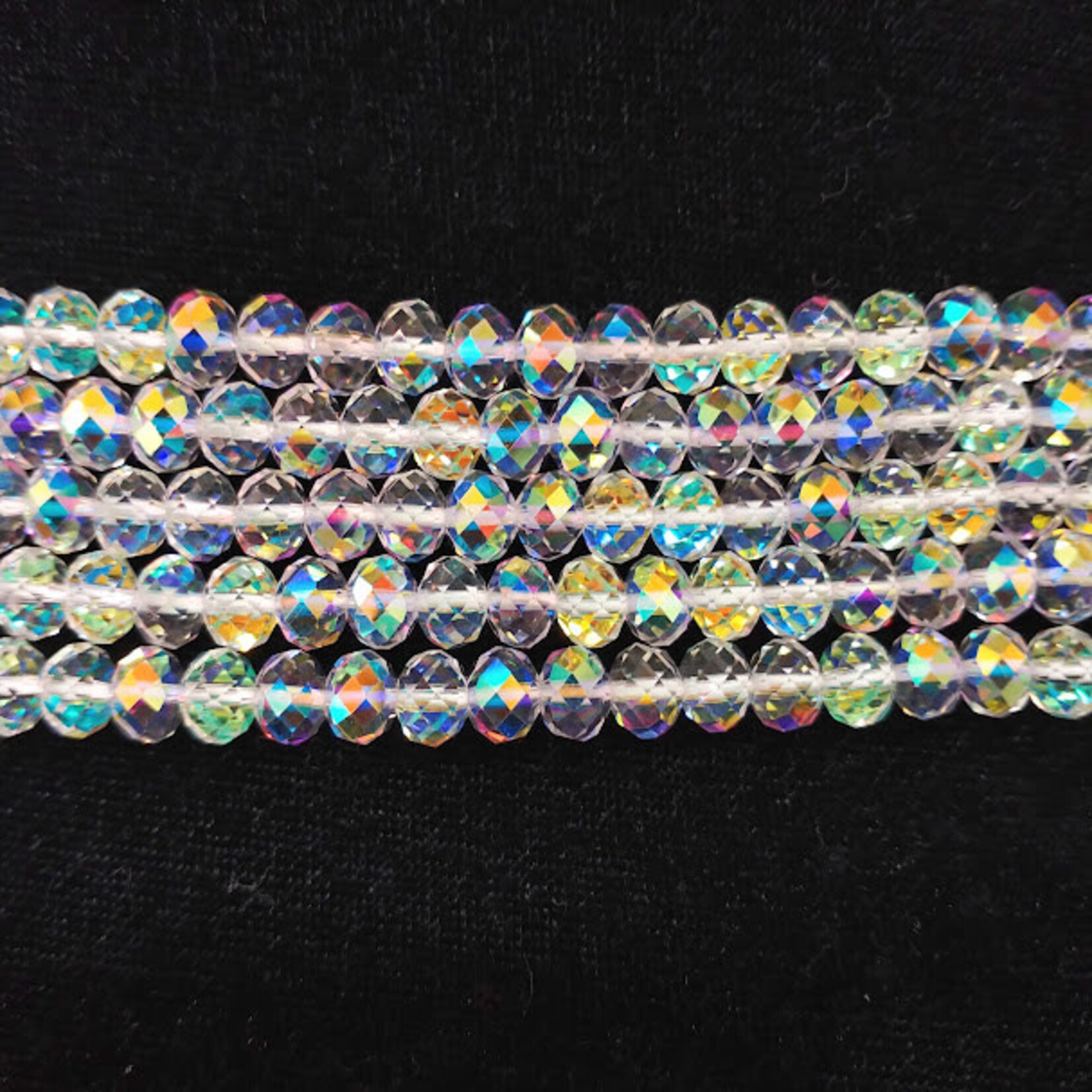 Faceted Glass Rondelle  6x8mm Crystal AB Bead Strand