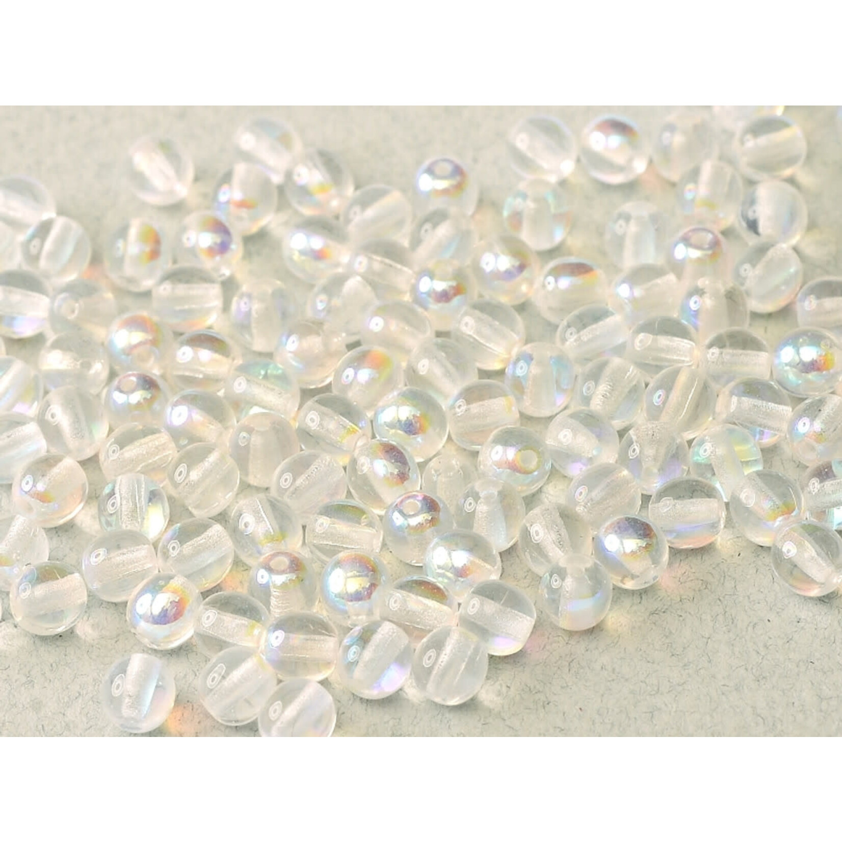 Druk Glass Bead Crystal AB  3mm Round - Bag of 25