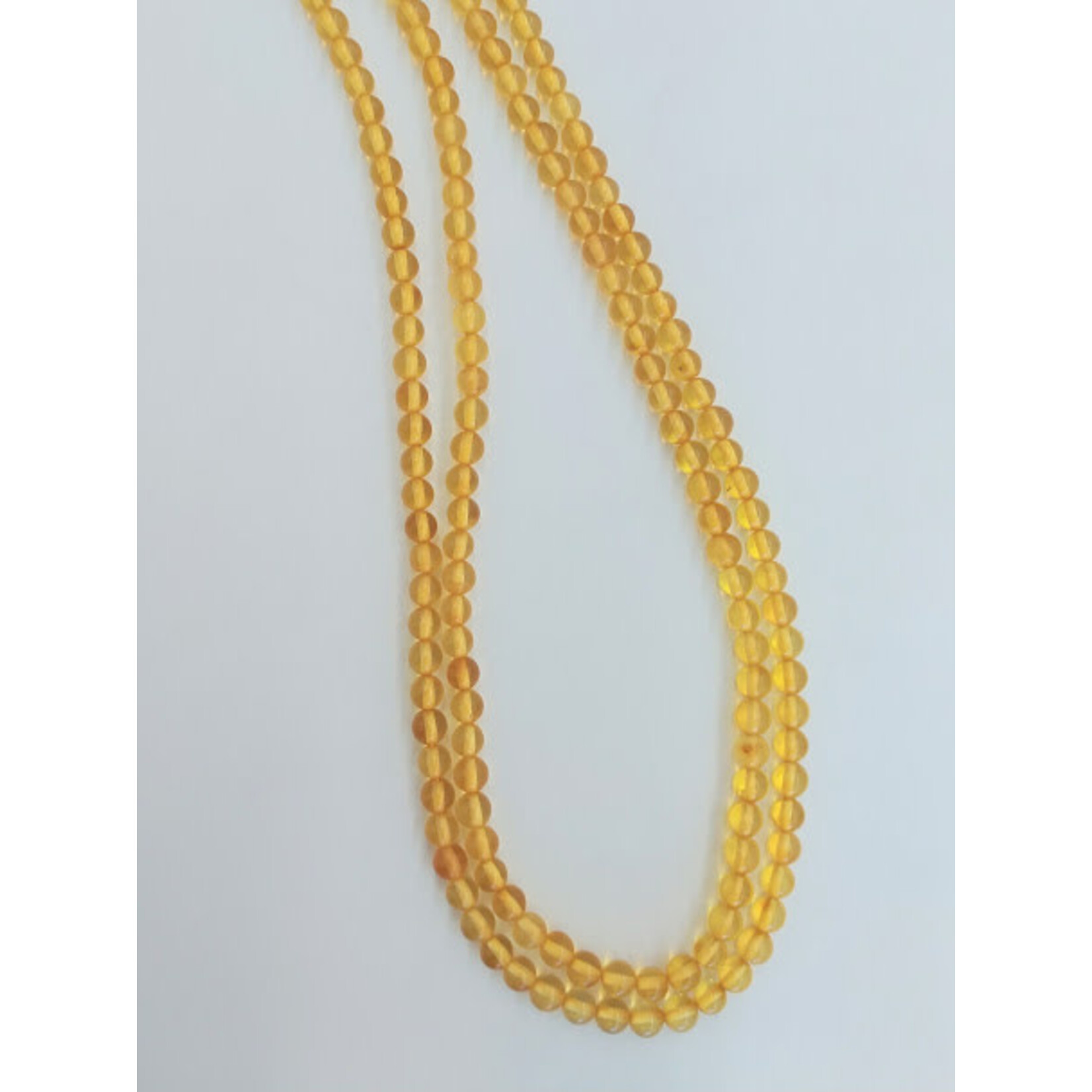 Amber  4mm Smooth Round Bead Strand