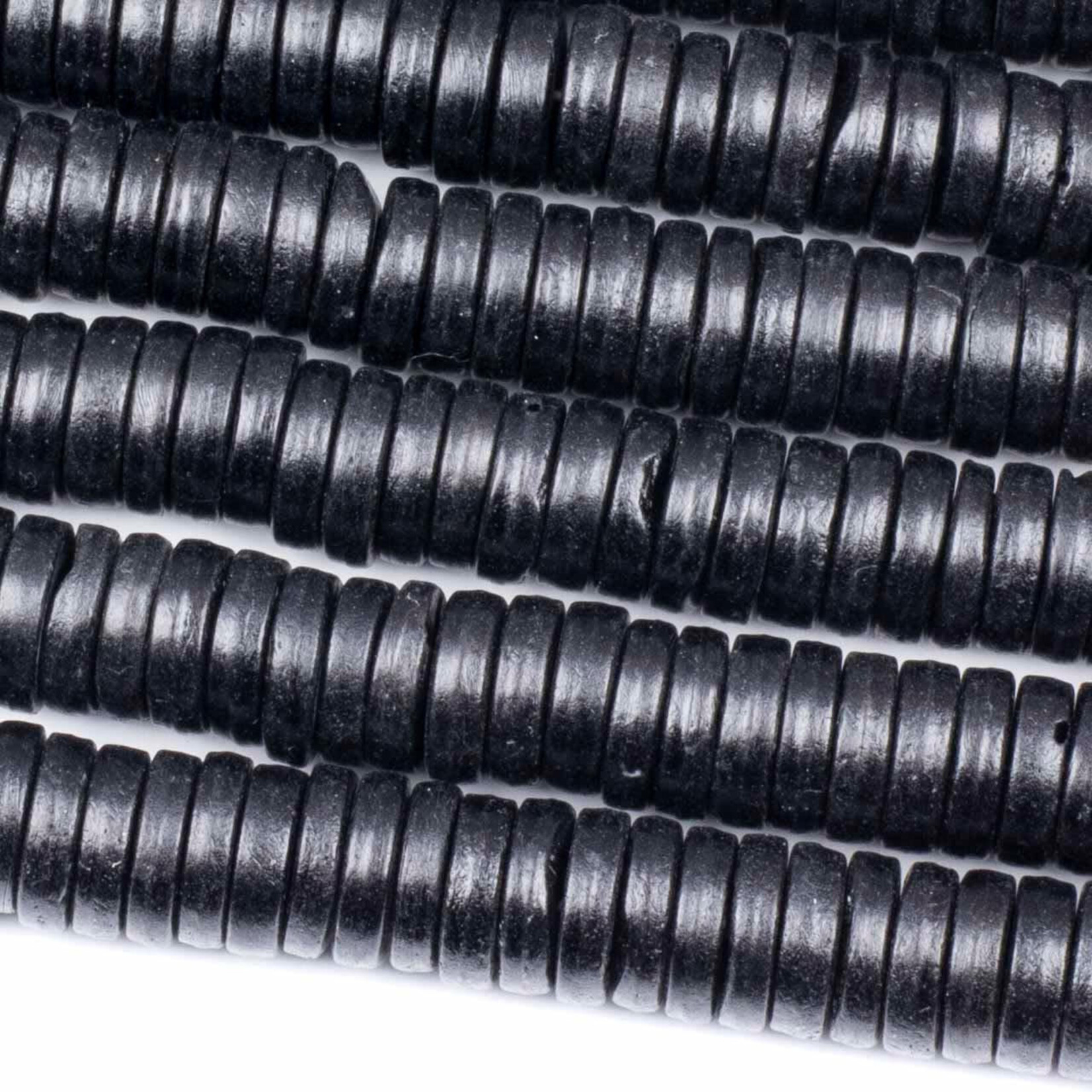 Bone  4x12mm Heishi Black Bead Strand