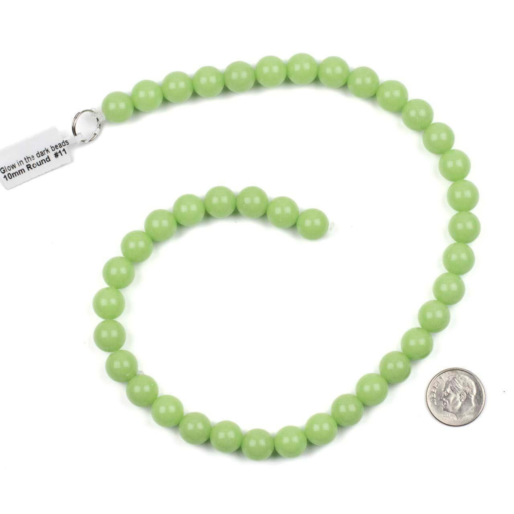 Glass  6mm Glow-in-the-Dark Light Green Round Bead Strand