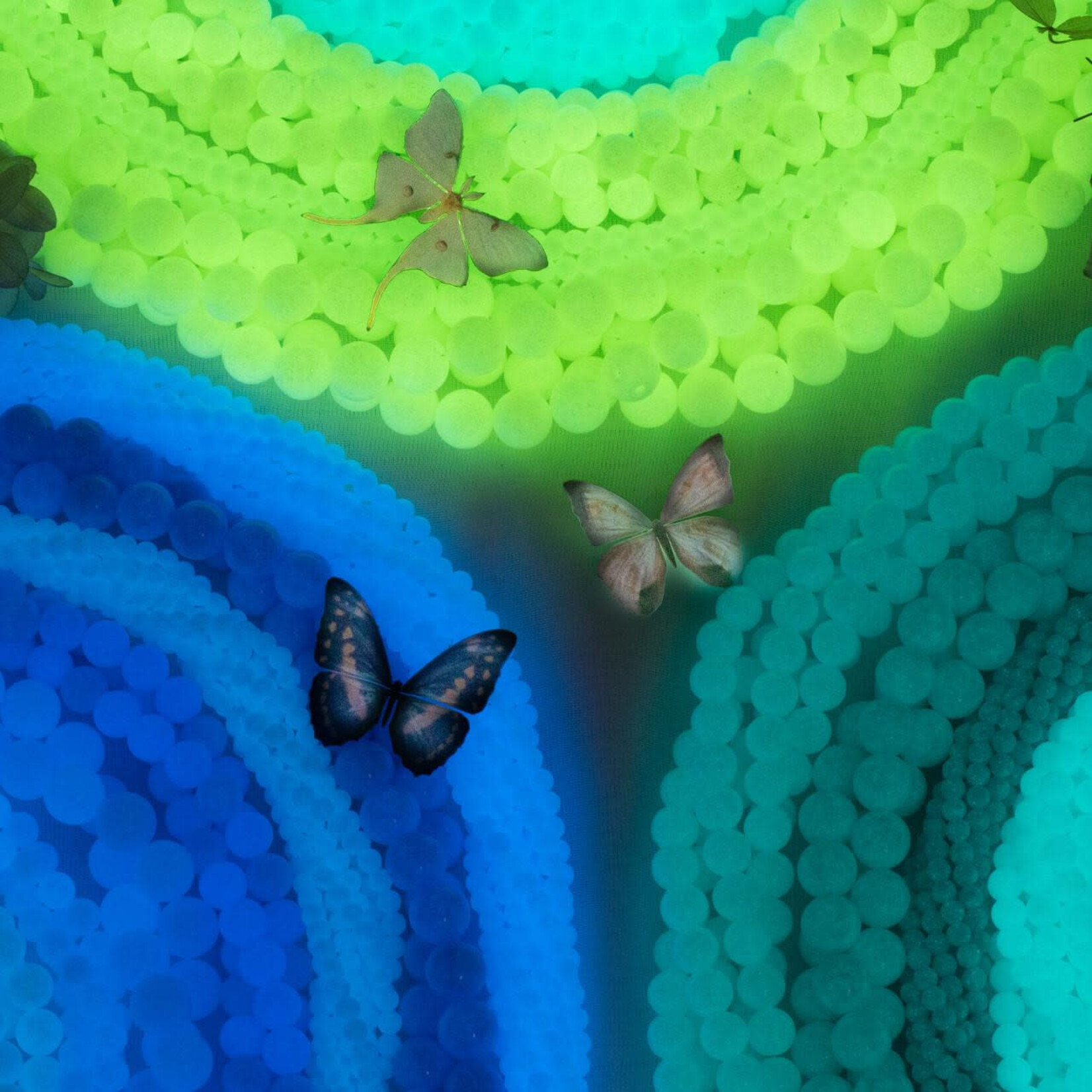 Glass  6mm Glow-in-the-Dark Light Green Round Bead Strand