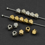 Stainless Steel   4mm  Faceted Cube 18k Gold Plated Beads - 20 Pieces