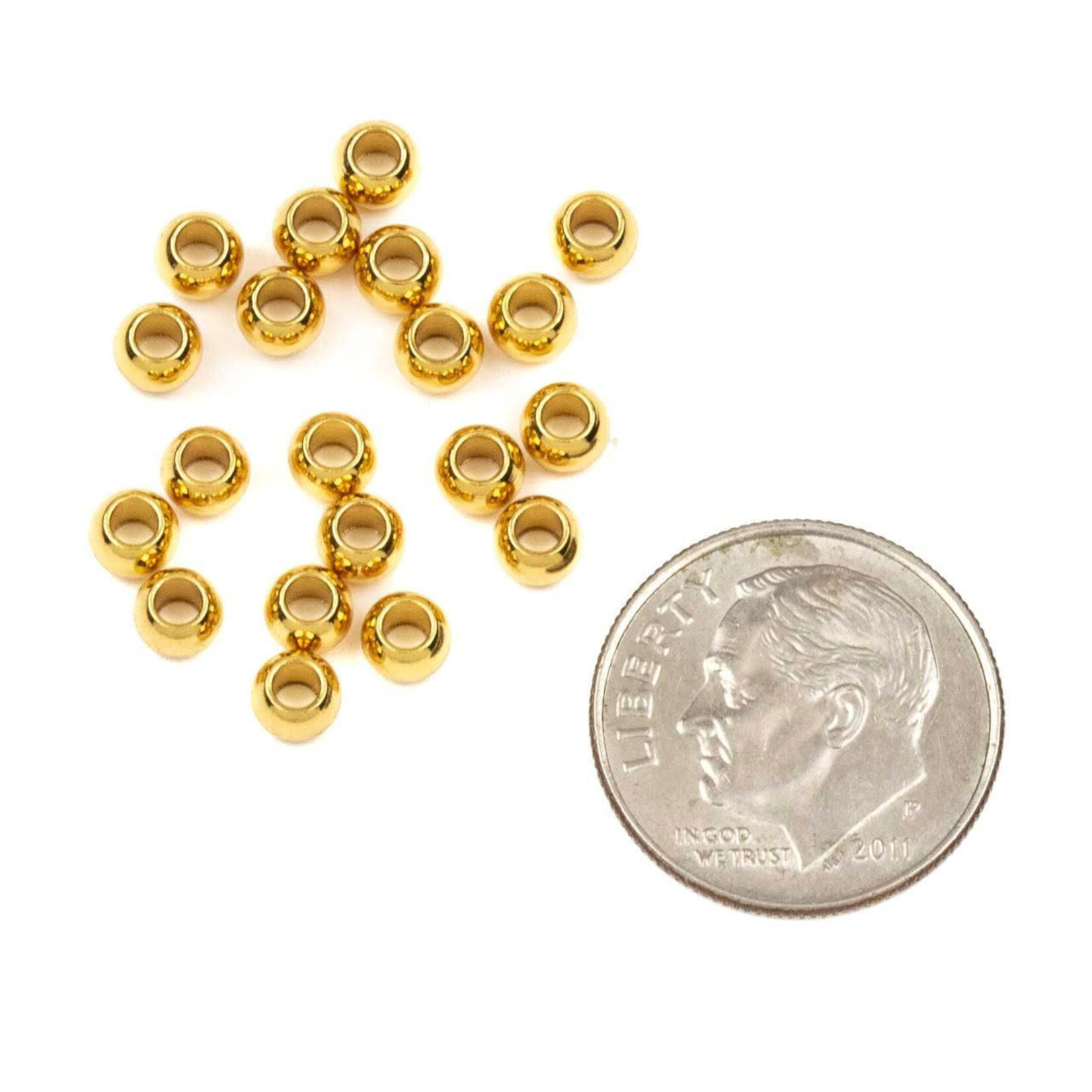 Stainless Steel  3x4mm 14k Gold Plated Round Bead - 20 Pieces