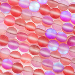 Mermaid Glass  8mm Matte Red Rainbow Round Bead Strand