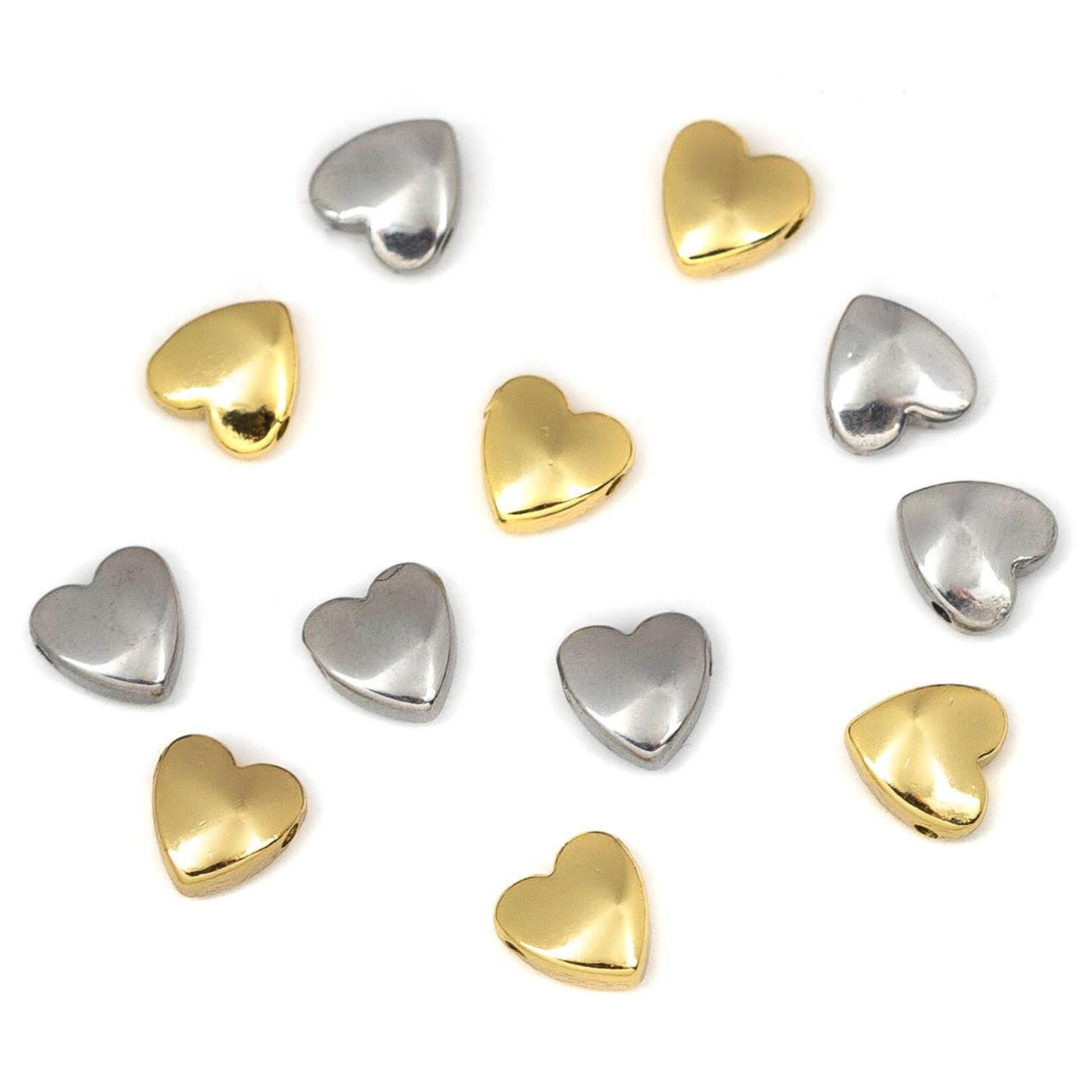 Stainless Steel   8mm Top Side Drilled Heart Bead