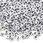 Acrylic   6mm  Letter Cube White w/ Black Bead