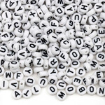 Acrylic   7mm Letter Coin White w/Black Bead