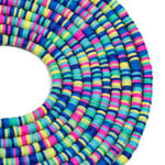 Polymer Clay  1x4mm Heishi Neon Rainbow Reef Mix Bead Strand