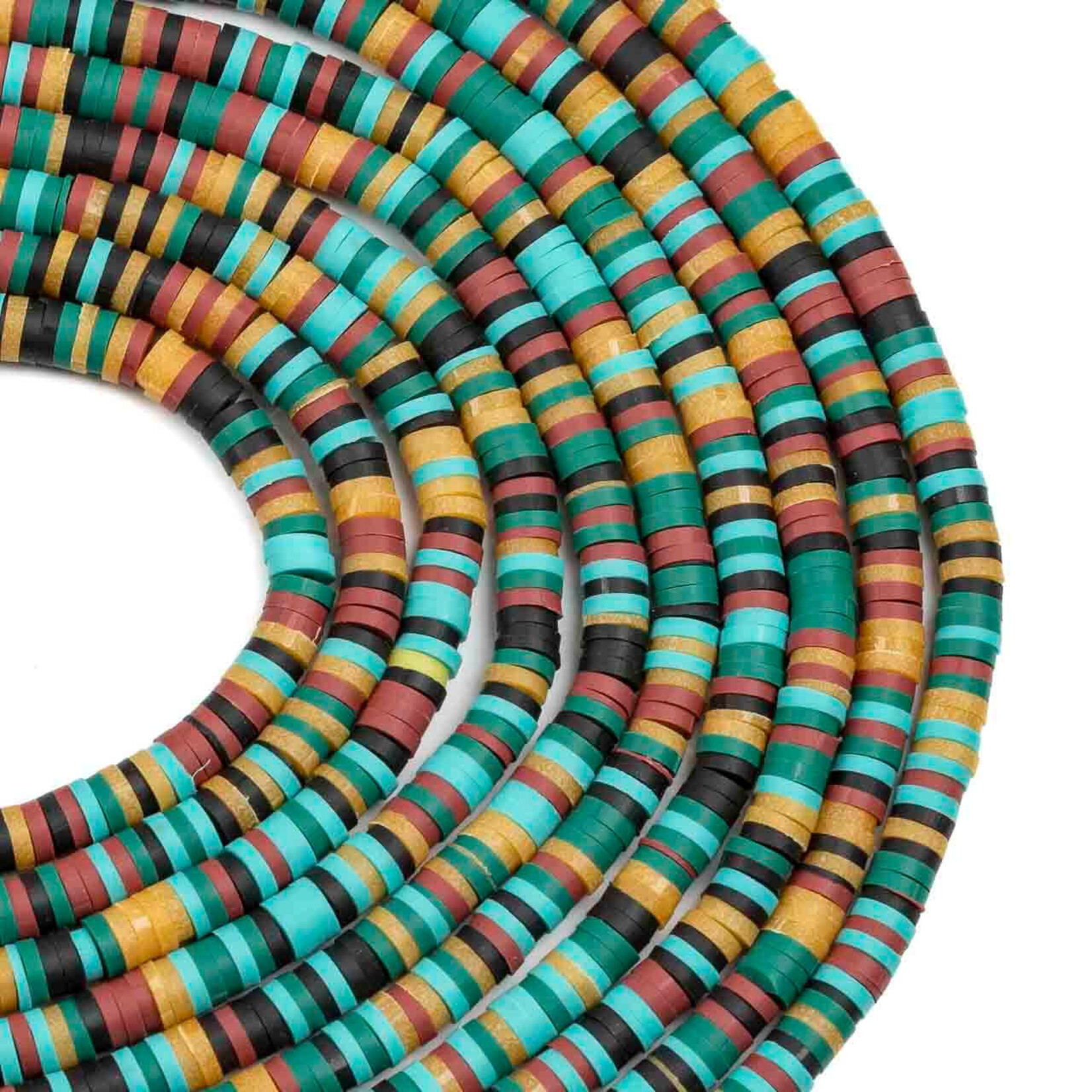 Polymer Clay  1x4mm Heishi Desert Oasis Mix Bead Strand