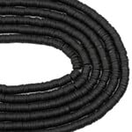 Polymer Clay  1x8mm Heishi Matte Jet Black Bead Strand