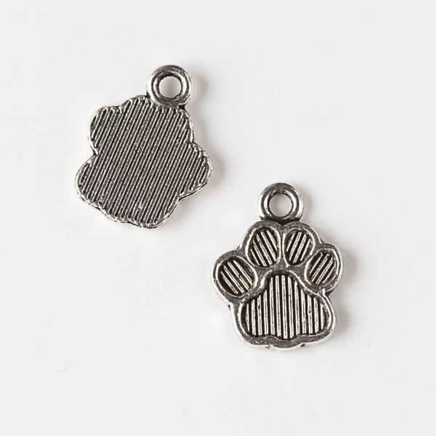 Paw Print 12x15mm Silver Plated Charm