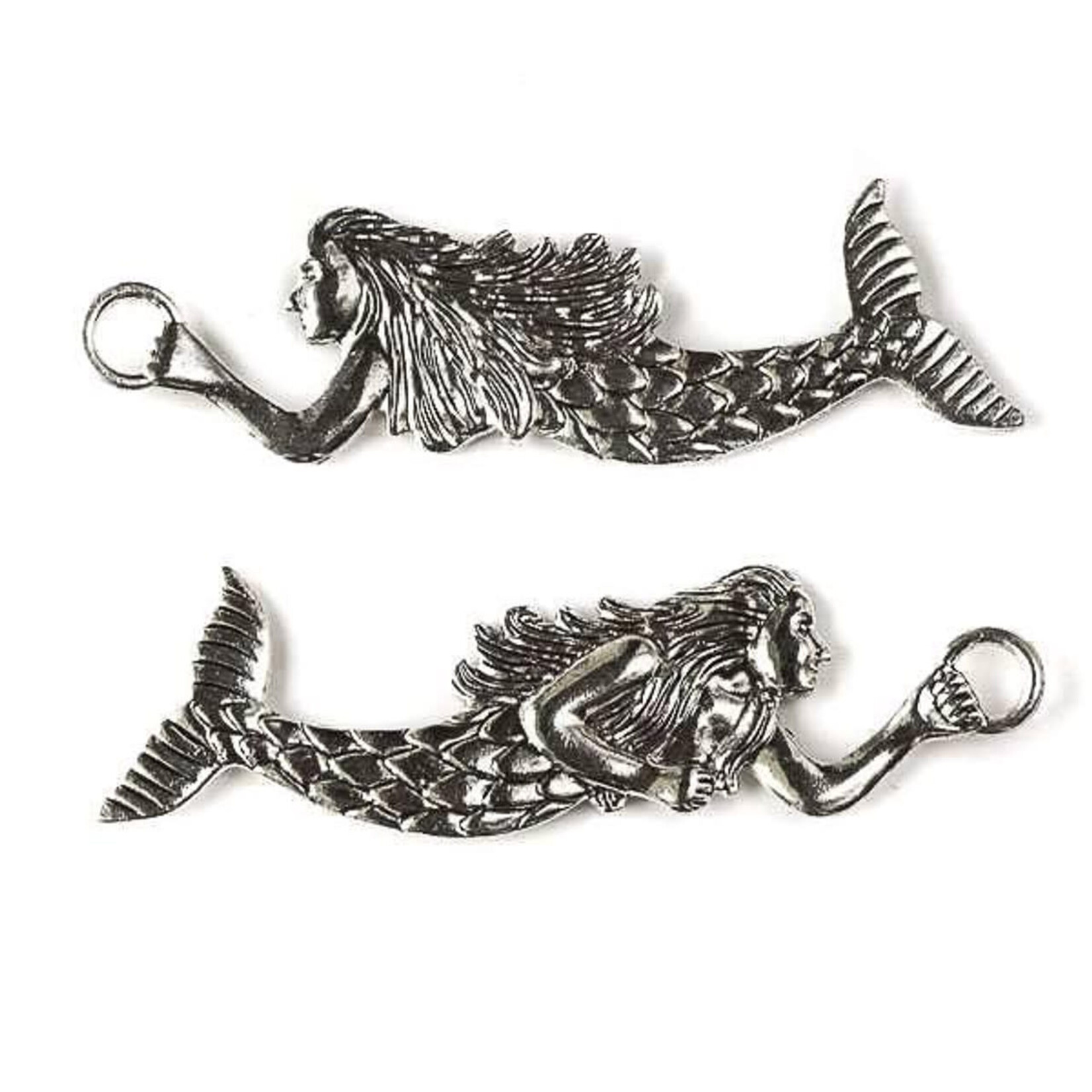 Mermaid 19x72mm Silver Plated Charm