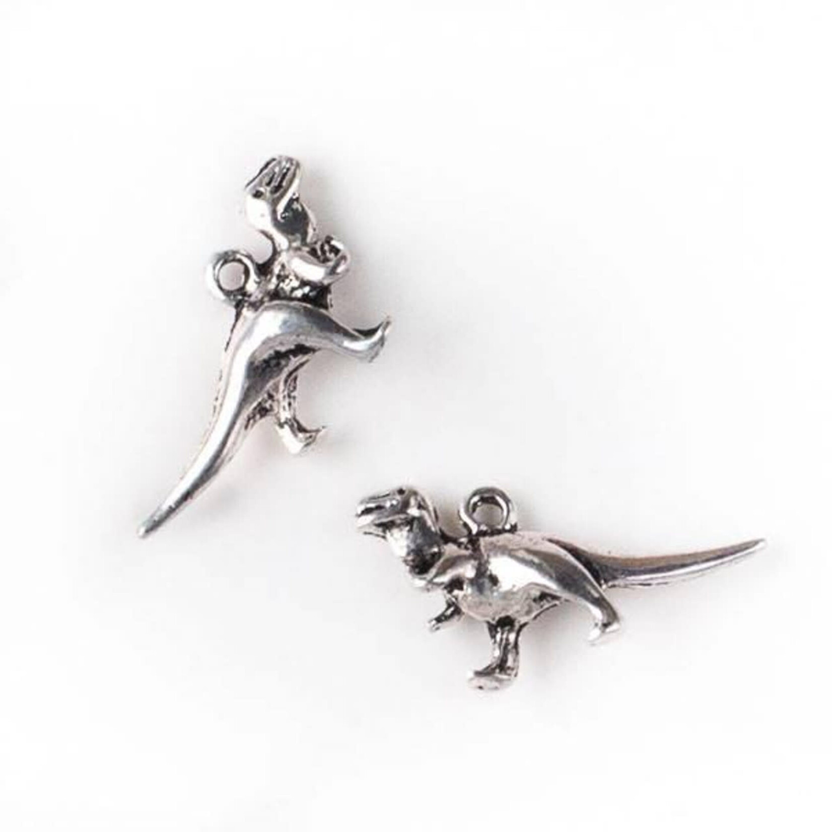 T-Rex Dinosaur 11x20mm Silver Plated Charm