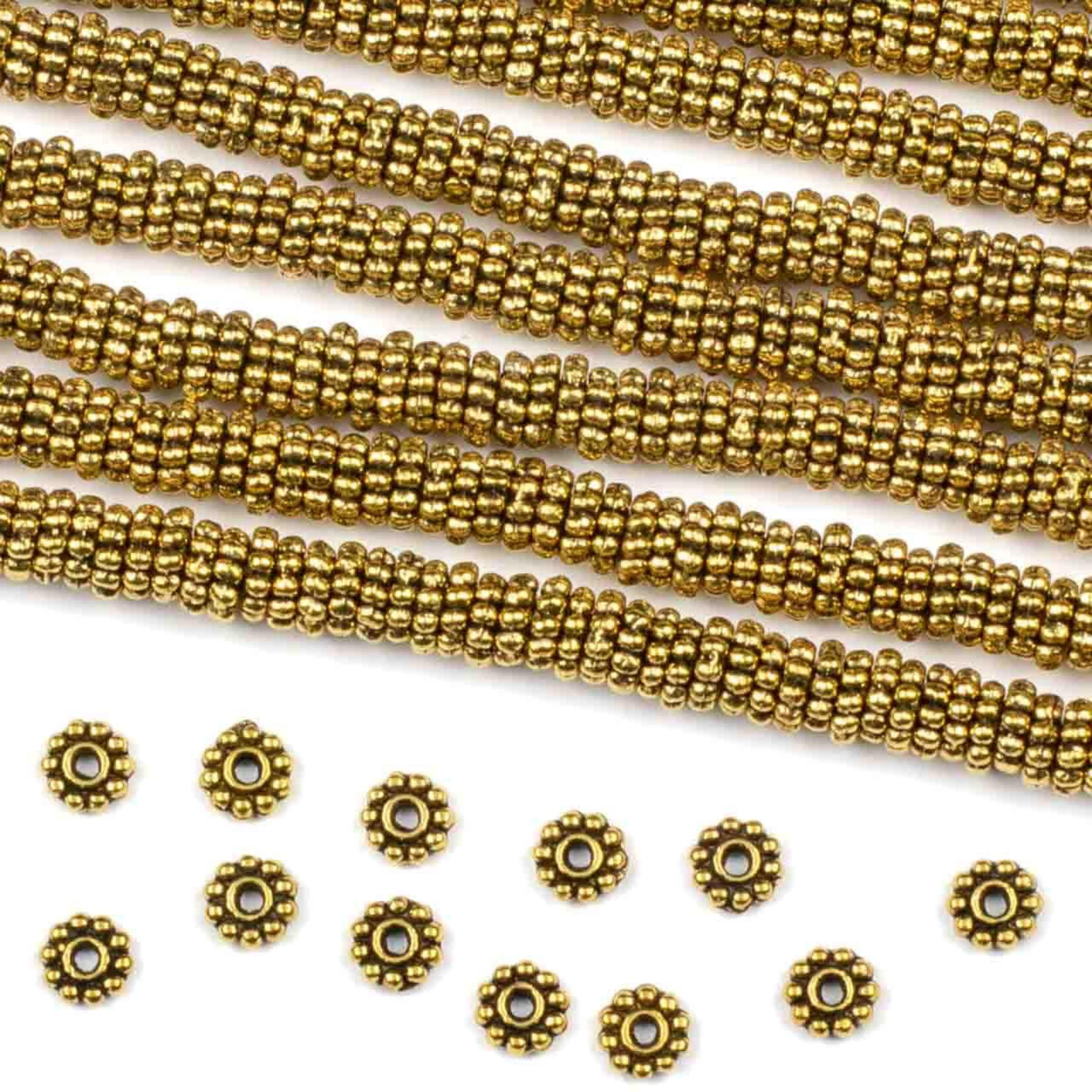 Gold Plated  5mm  Daisy Spacer Bead Strand