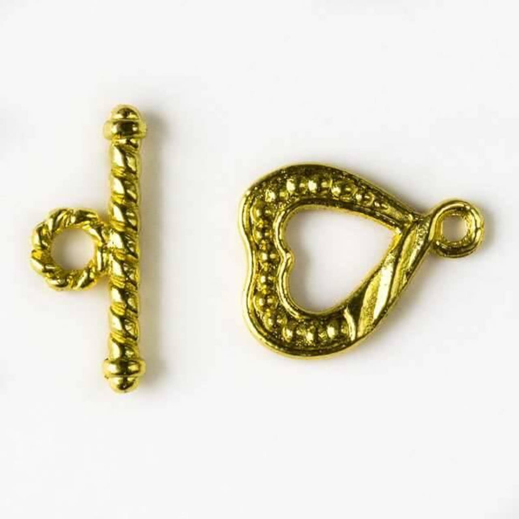 Gold Plated 13x16 Heart Toggle Clasp Set