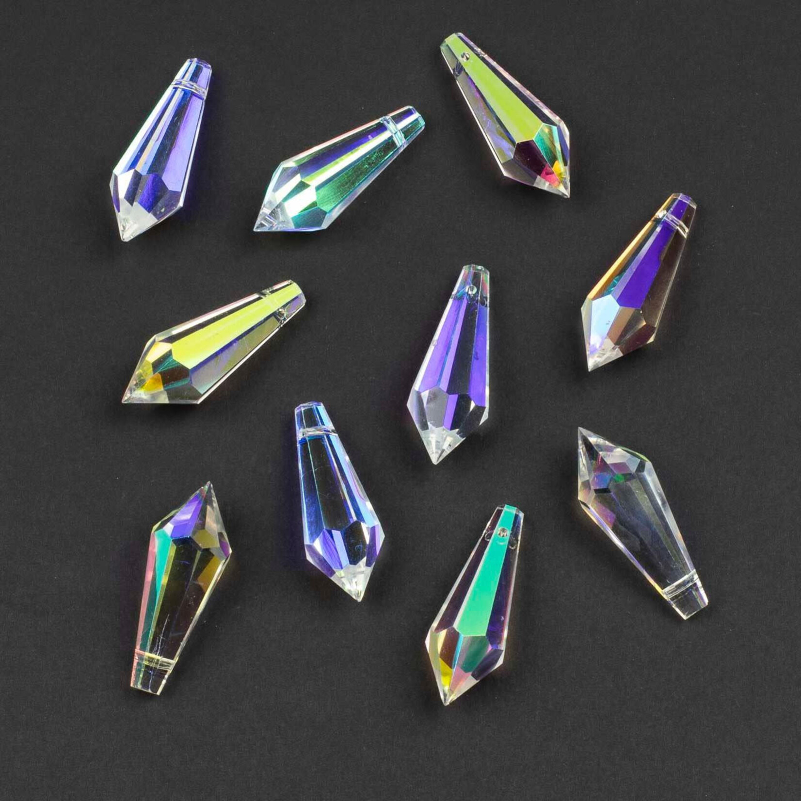 Glass Point 13x38mm Crystal AB Bead