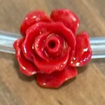 Red Coral 10mm Carved Rose Bead