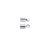 Silver Plated  2mm Fold Over End Cord Connectors - 10 Pieces