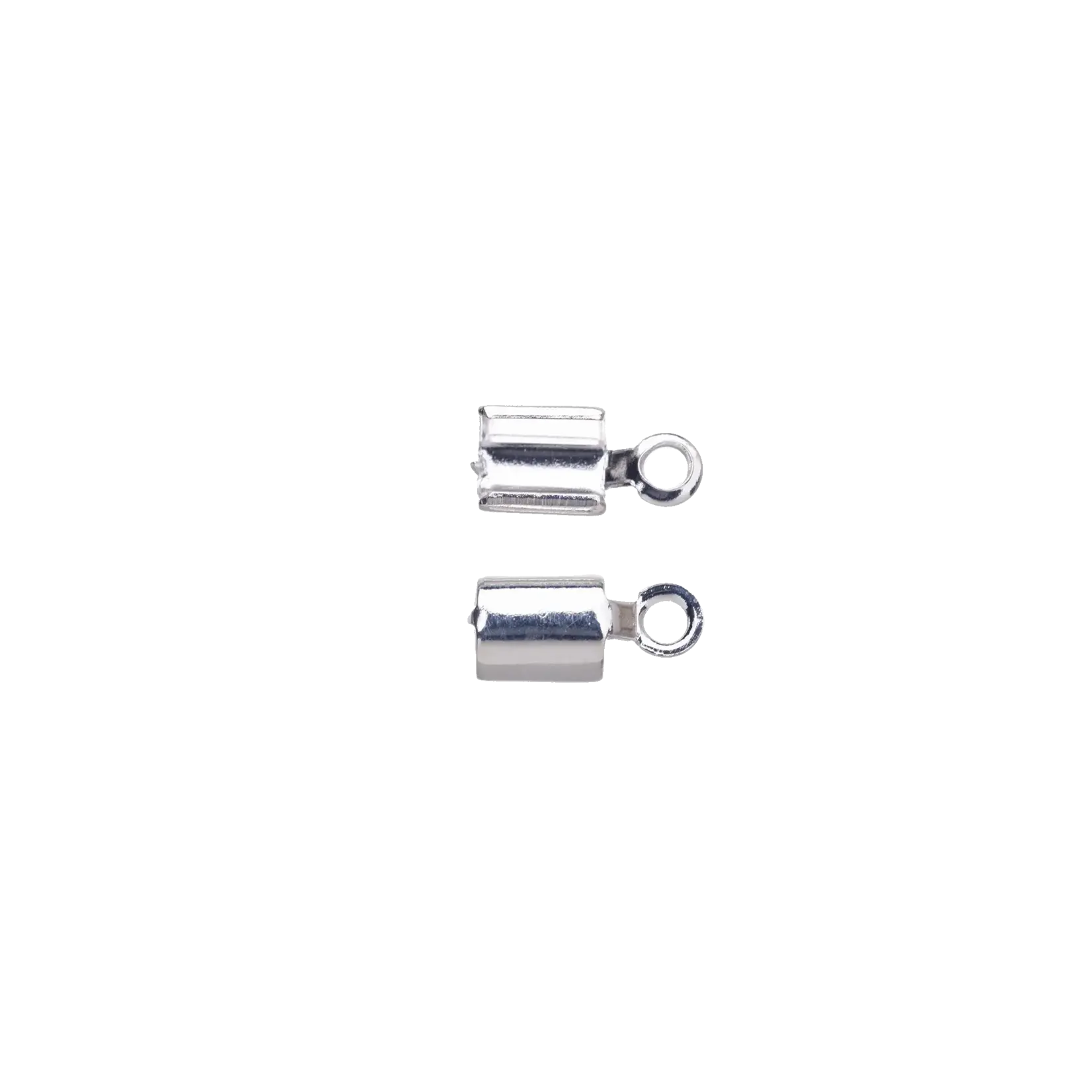 Silver Plated  2mm Fold Over End Cord Connectors - 10 Pieces