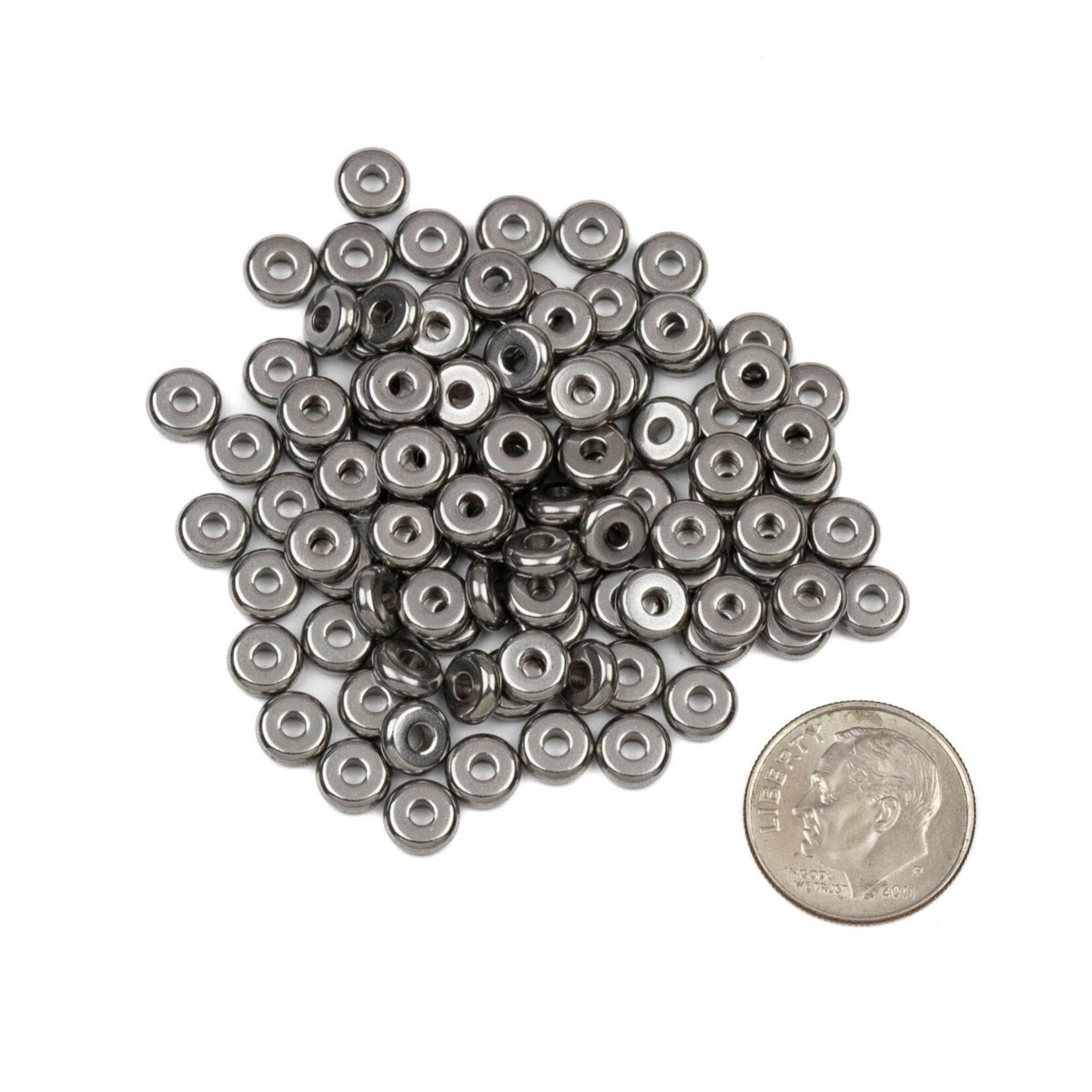 Stainless Steel  2x6mm w/2mm hole Rondelle Spacer Bead strand