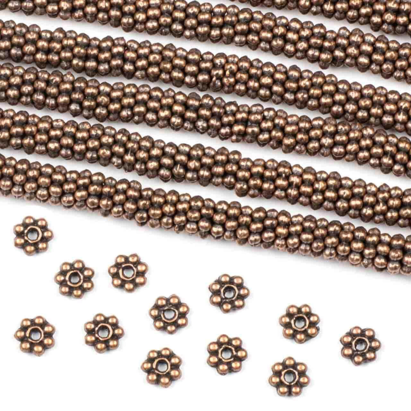 Antique Copper Plated   1.5x5mm  Daisy Spacer Bead Strand