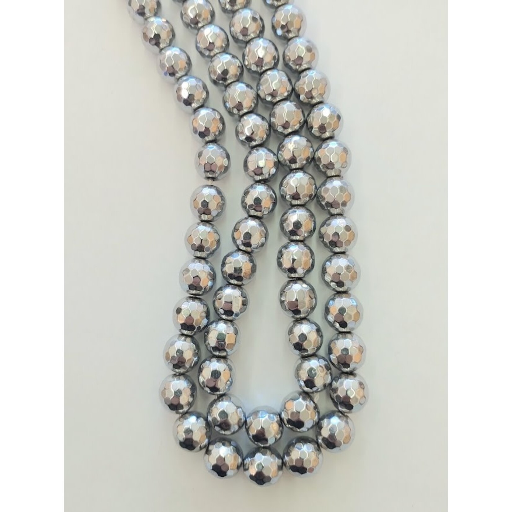 Silver Hematite Faceted 10mm Strand