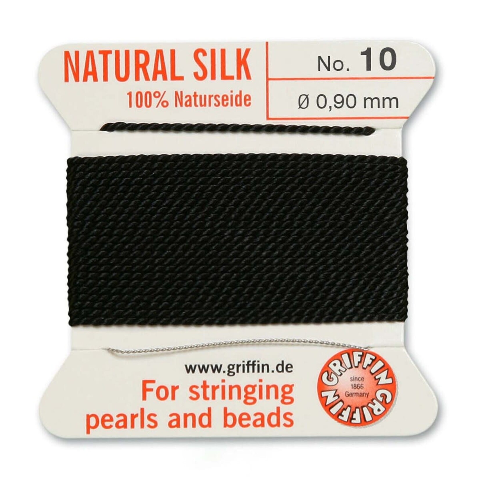 Griffin Griffin Silk Bead Cord Black Size 10