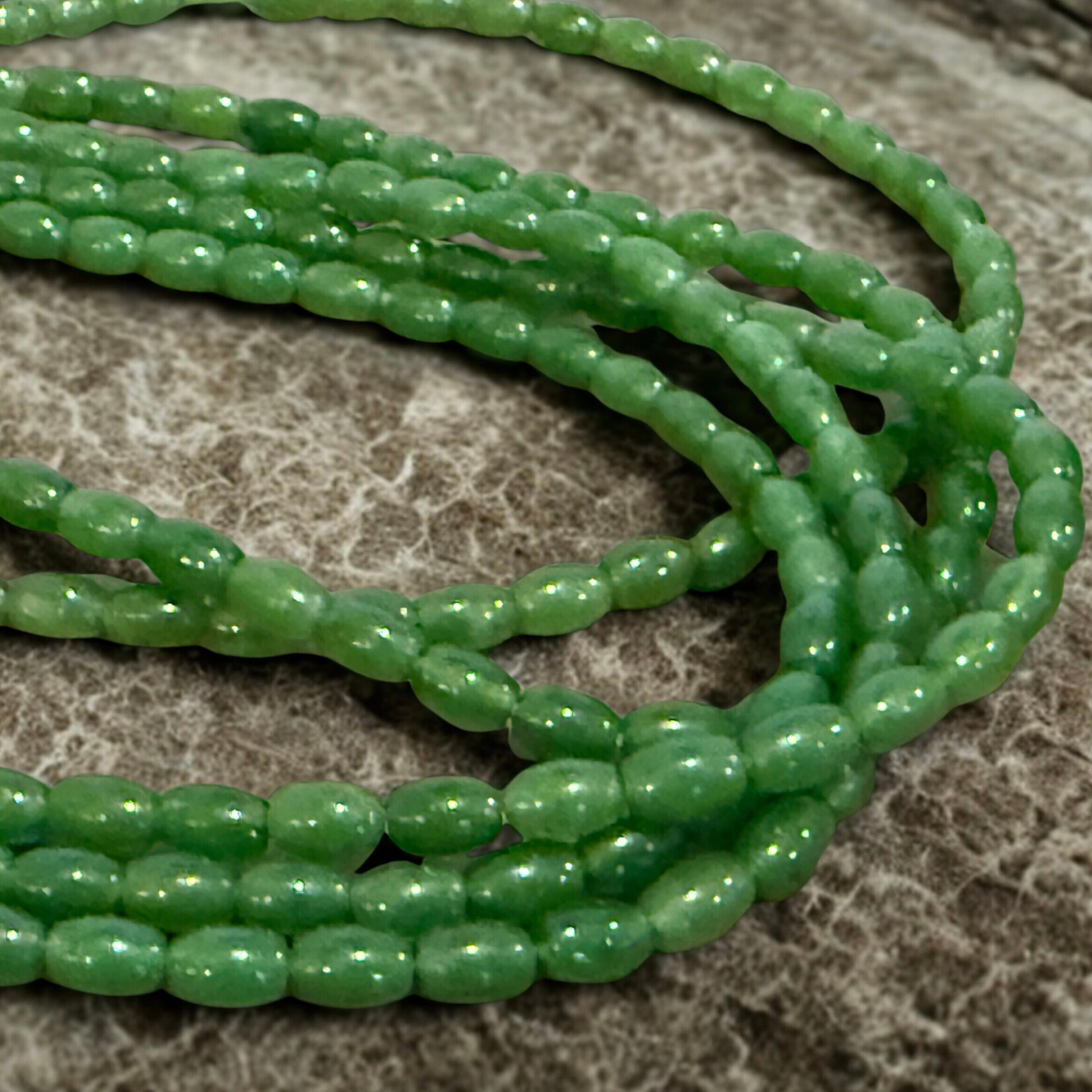 Jade  4x6mm Smooth Oval Bead Strand