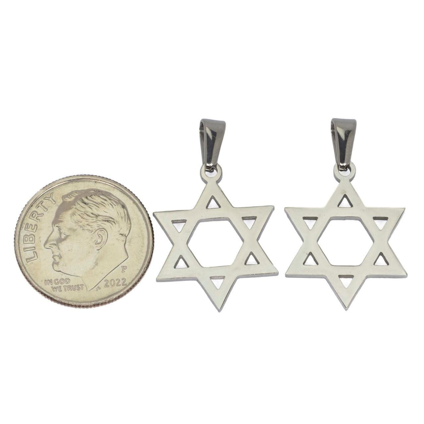 Stainless Steel Star of David 12x20mm Charm with Bail
