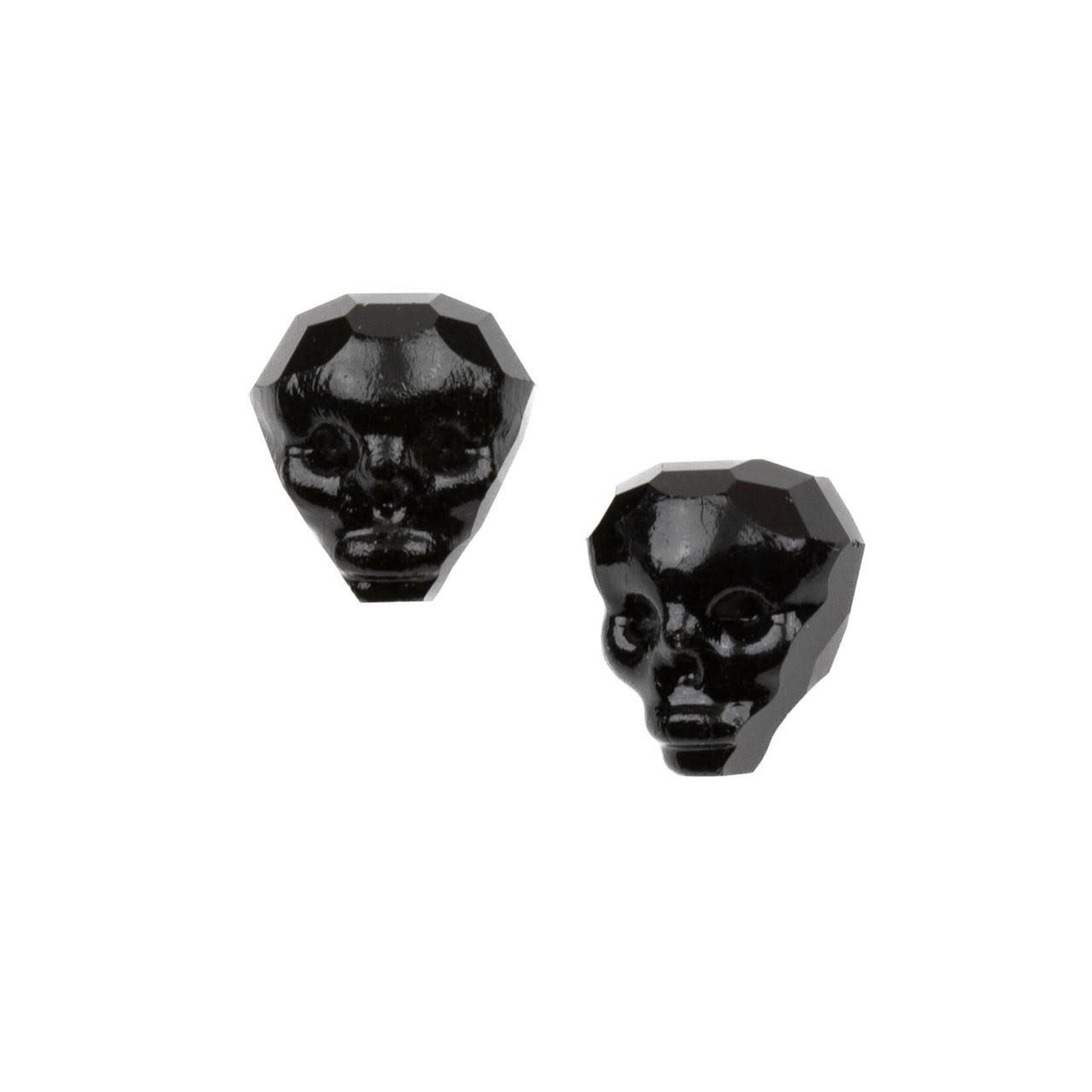 Crystal Faceted Skull 14x15mm Black Bead