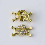 Pave 10x7mm Gold Skull & Crossbones Link