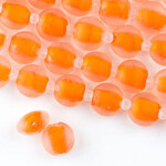 Lampwork Glass Coin 14mm Orange Large Hole Bead Strand