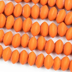 Lampwork Glass Saucer  6x11mm Opaque Matte Orange Bead Strand