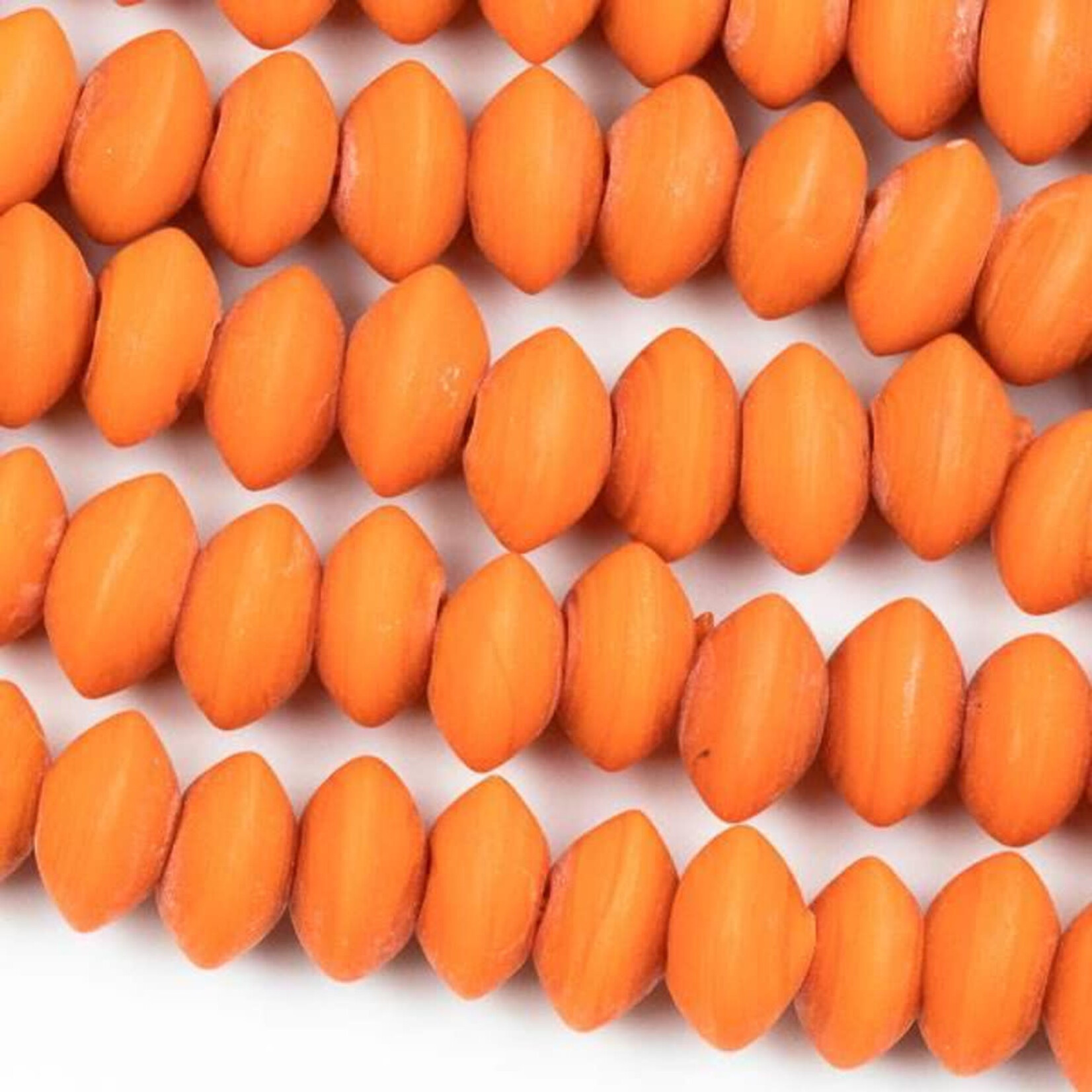Lampwork Glass Saucer  6x11mm Opaque Matte Orange Bead Strand