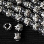Gun Metal Pewter  8x10mm Horizontally Drilled Sassy Owl Bead Strand