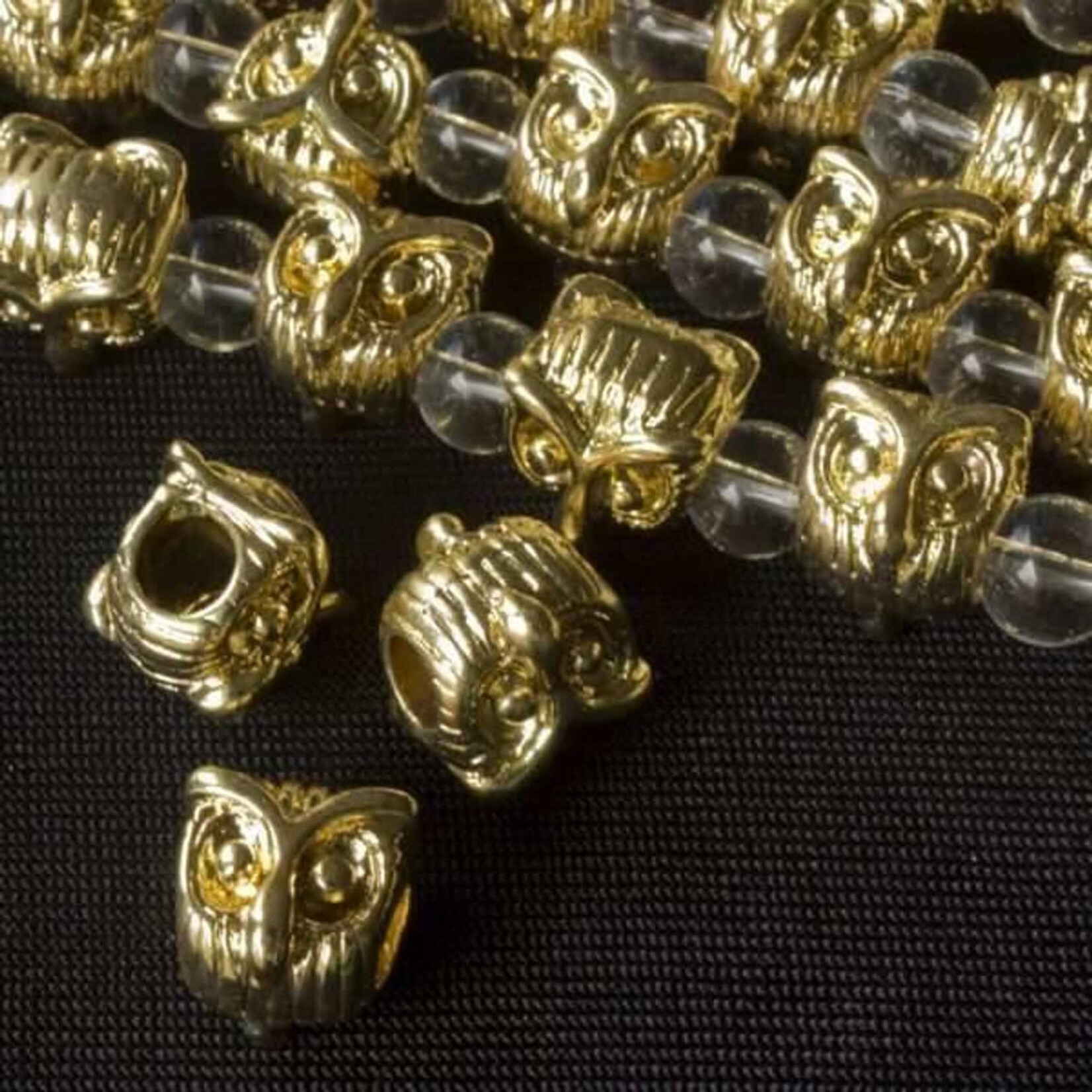 Gold Plated Pewter  8x10mm Horizontally Drilled Sassy Owl Bead Strand