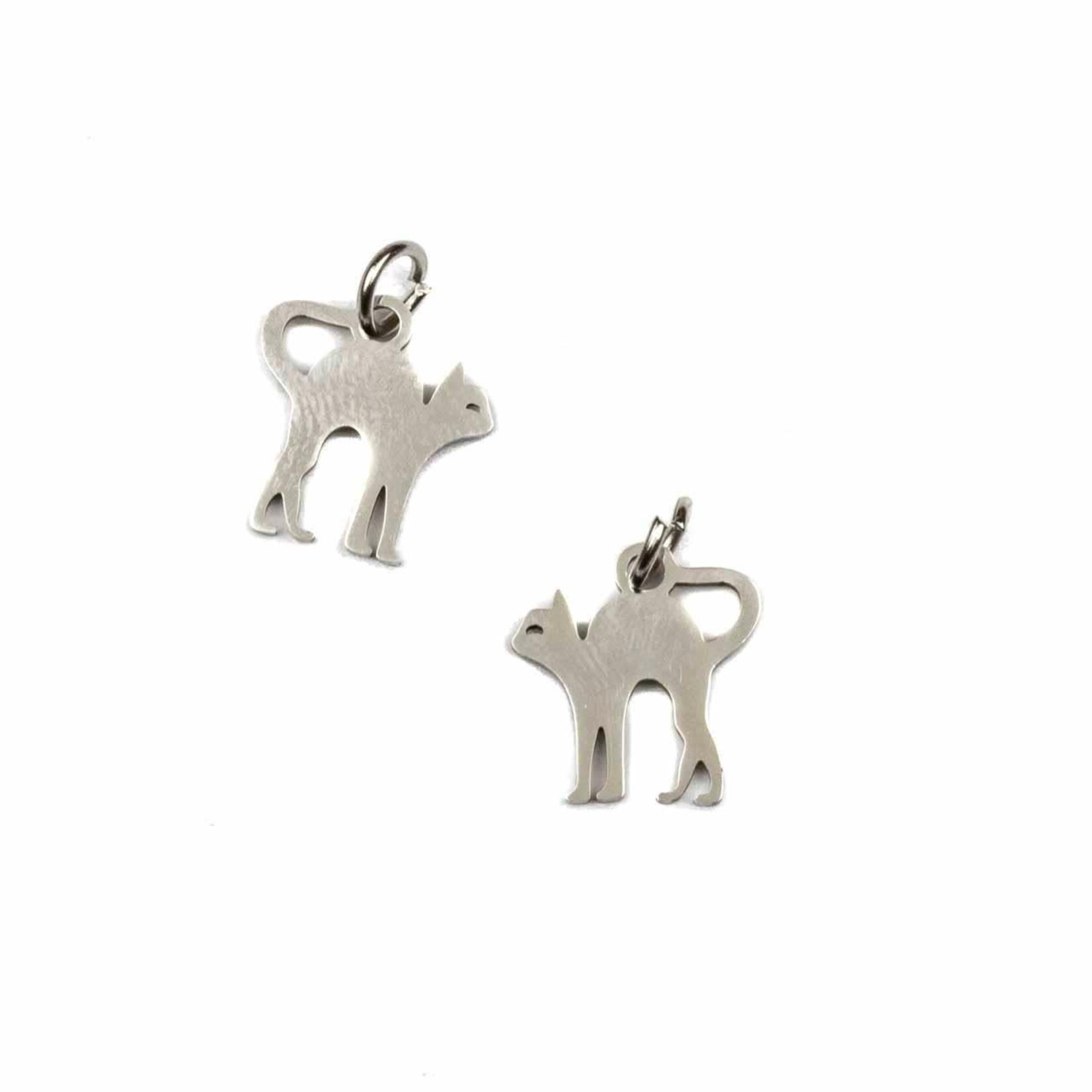 Stainless Steel 12x16mm Halloween Cat Charm