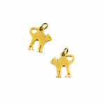 Stainless Steel Gold Plated 12x16mm Halloween Cat Charm
