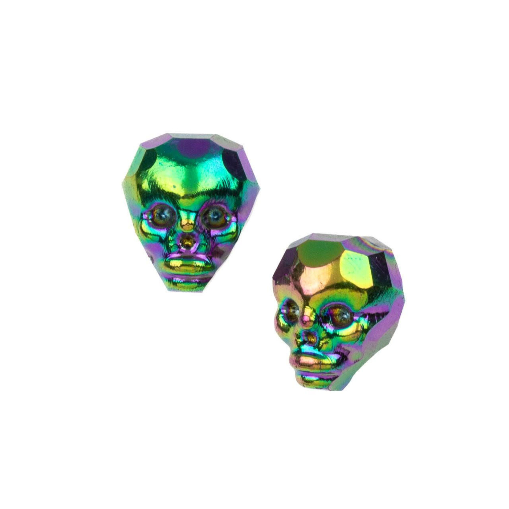 Crystal Faceted Skull 14x15mm Purple Rainbow Bead