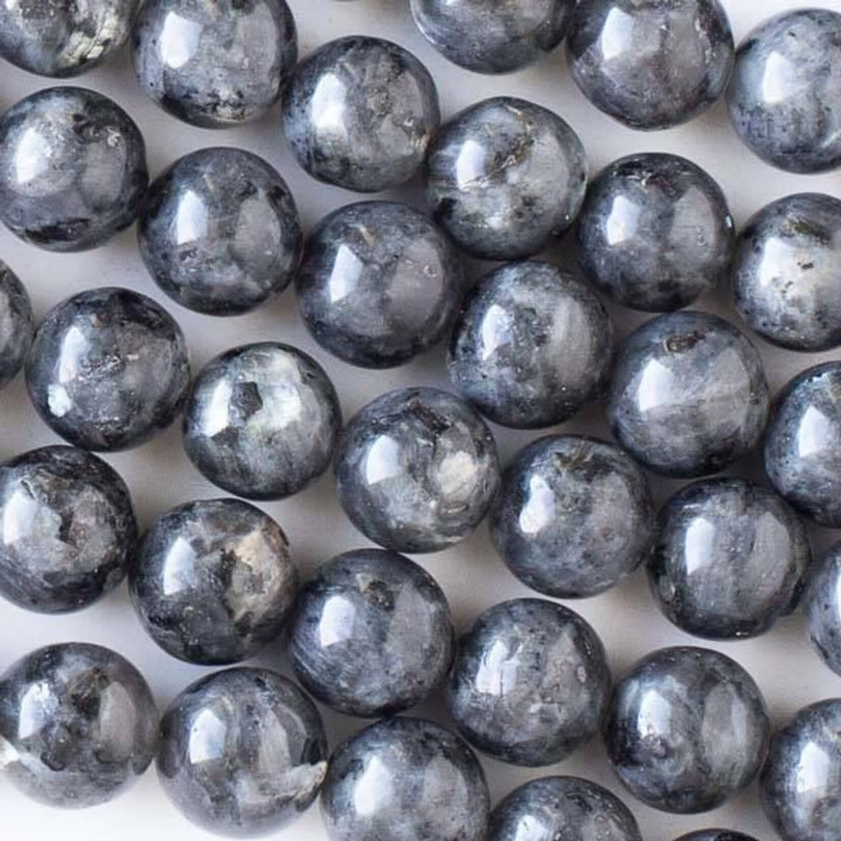 Black Labradorite/Larvikite  10mm Round Bead Strand