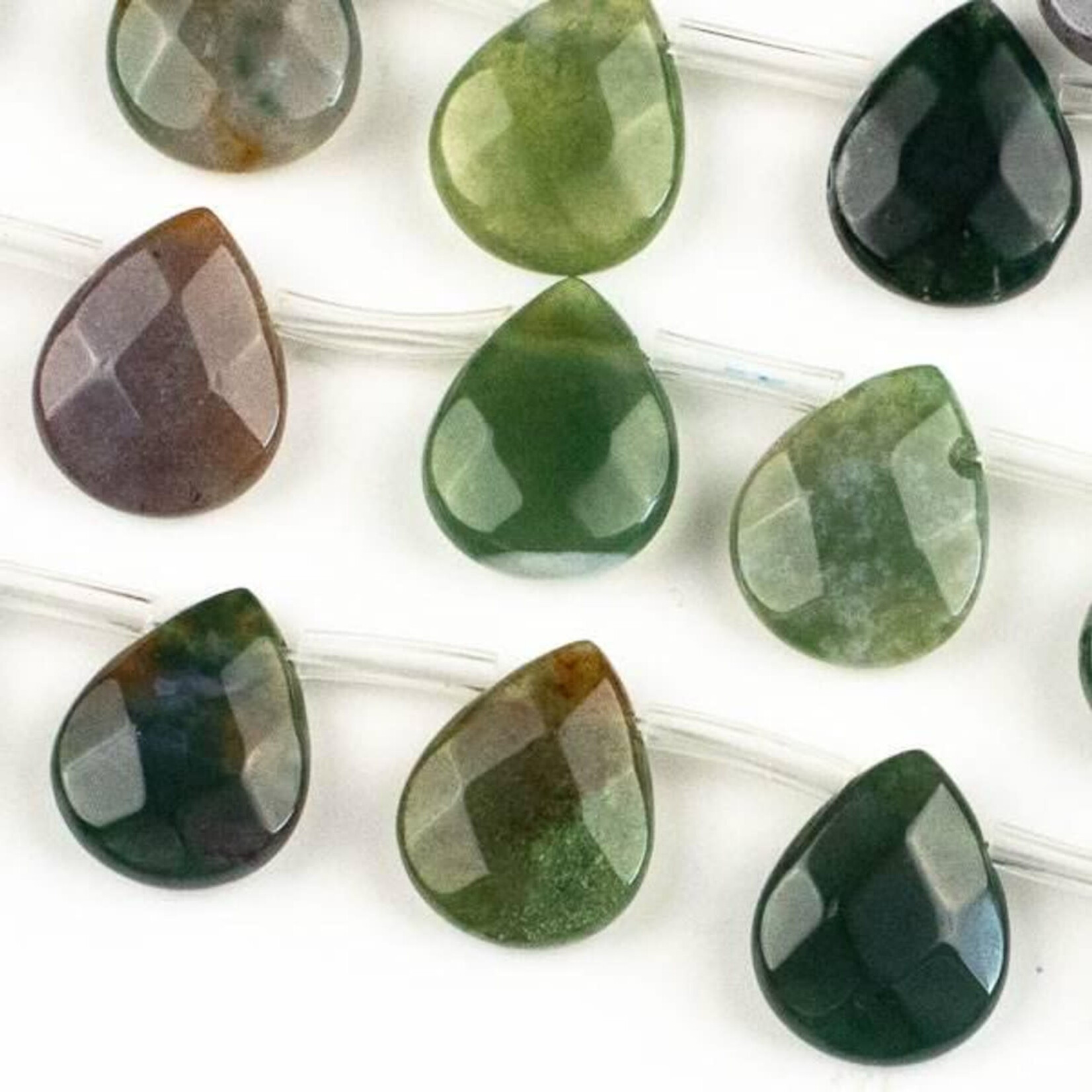 Fancy Jasper 12x15mm Faceted Top Drilled Flat Teardrop Bead