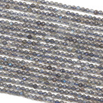 Blue Labradorite  2mm Faceted Round Bead Strand