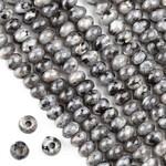 Black Labradorite/Larvikite 5-6x8mm Smooth Rondelle Large Hole Bead Strand
